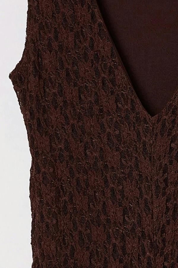 WOVCOR Lace Bodycon Backless Stretchy Knit Dress