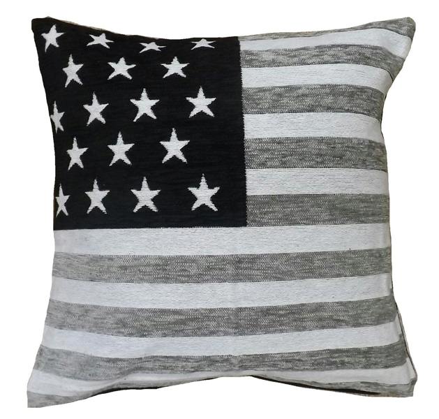 USA Flag Cushion Cover 43X43 Black