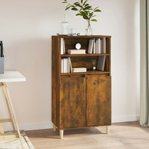 Berkfield Highboard Smoked Oak 60x36x110 cm Engineered Wood