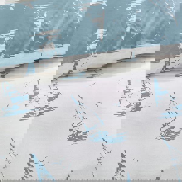 Catherine Lansfield Salcombe Boats Reversible Duvet Cover Set Soft Blue