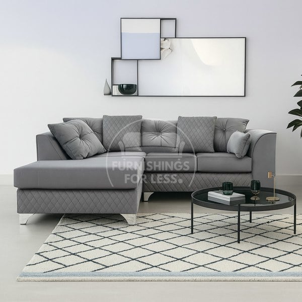 Furnishings For Less Victoria Modern Plush Velvet 4 Seater Corner Sofa