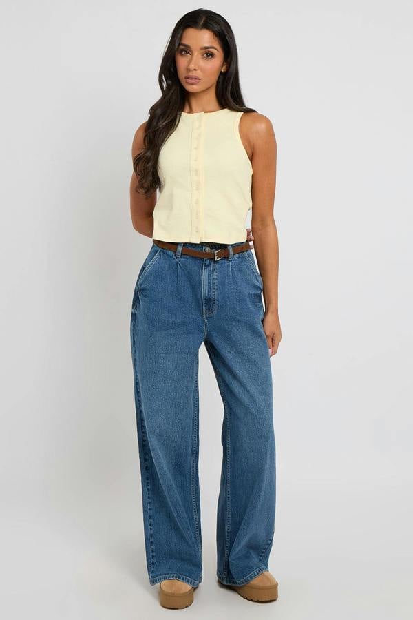 Urban Bliss Lemon Sleeveless Button Front Top