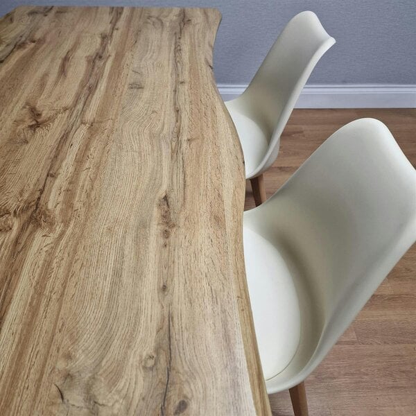 Kosy Koala Modern Dining Set with 4 Cream Plastic Chairs with Faux Leather Seats Kitchen Dining Furniture