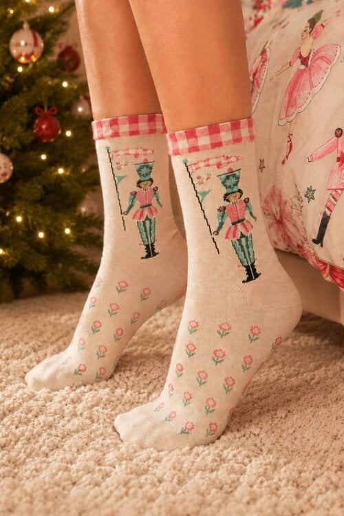 Kimm and Miller Cath Kidston Nutcracker Mug Socks and Hot Chocolate Gift Set