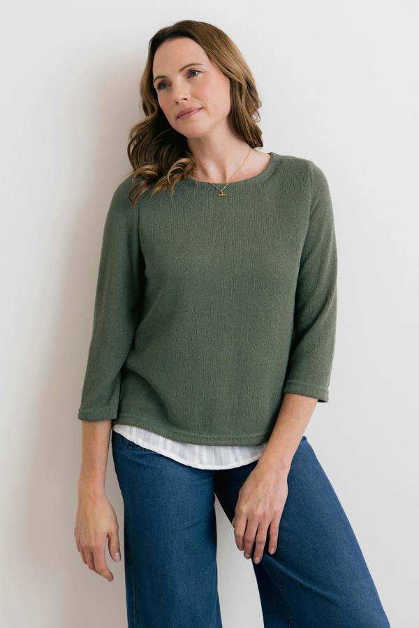 Lily & Me Olive Shirt Jumper Laurel Green