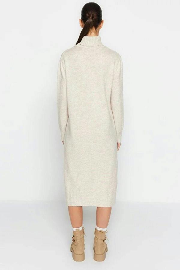 WOVCOR Midi Wide Cut Soft Texture Knit Dress
