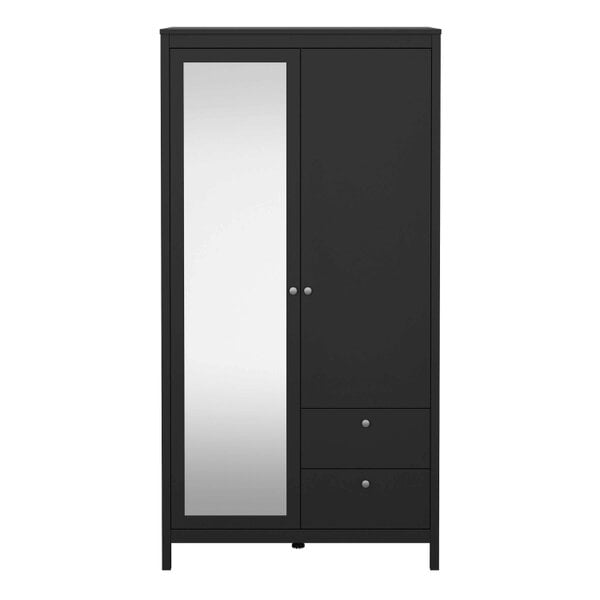 Wyld Haus Gossmere Matt Black Wardrobe 2 Doors 2 Drawers