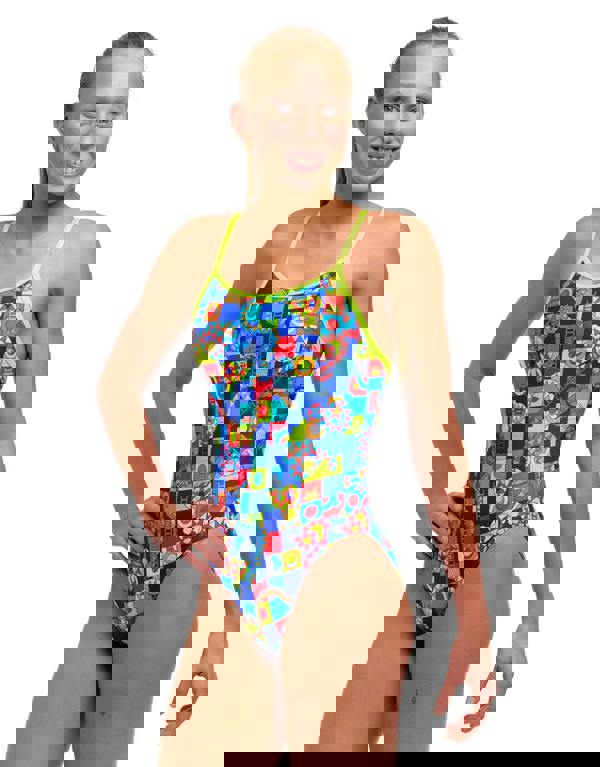 Funkita Girls Bored Games Diamond Back Swimsuit - Blue/Multi