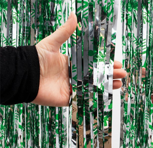 Cheetah Shimmer christmas Tinsel Curtain, 2M x 1M Green