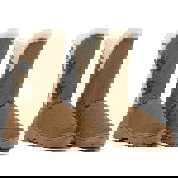 VIVA Freya: Womens Double Button Faux Fur Lining Mid-Calf Winter Boots