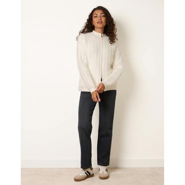 Blue Vanilla Textured Zip Through Knit Cardigan