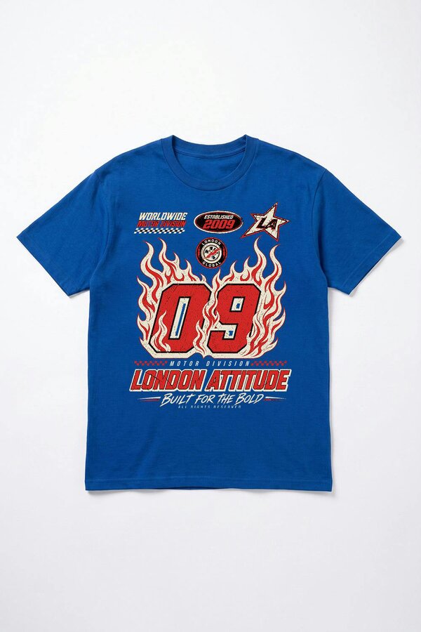 London Attitude Racing Oversized Heavyweight Graphic T-Shirt
