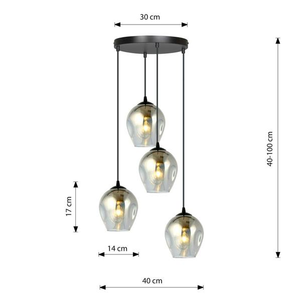 Emibig ISTAR Pendant lamp  4 x E27 Black with Graphite Shade