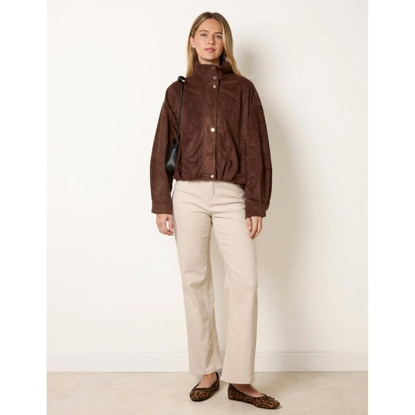 Blue Vanilla Funnel Neck Suede Jacket