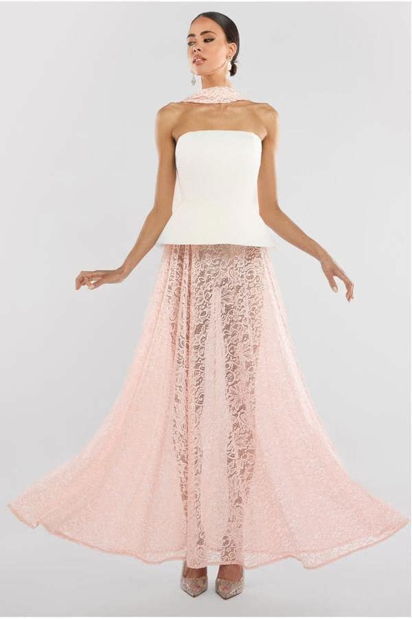 Floral Lace A-Line Maxi Skirt SK48