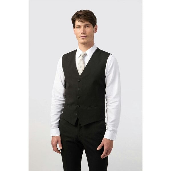 Limehaus Slim Fit Black Stretch Waistcoat