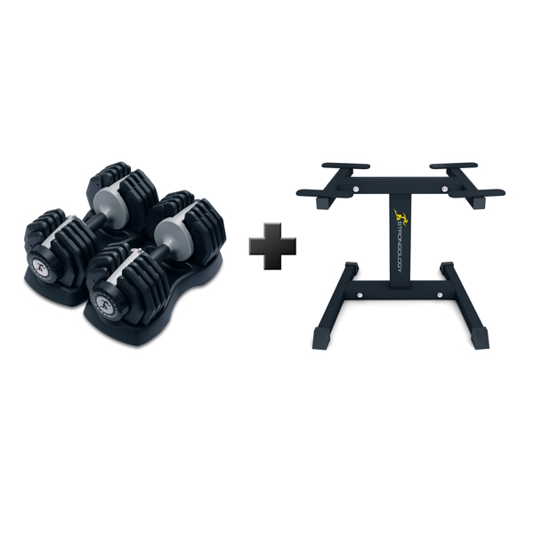 Strongology Urban25 Grey Adjustable Dumbbell Pair with Free Durable Steel Adjustable Urban25 Dumbbell Floor Stand