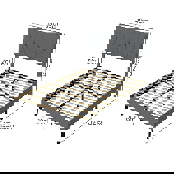 Levede Double Bed Frame Upholstered Linen Fabric Wooden Slats with Headboard