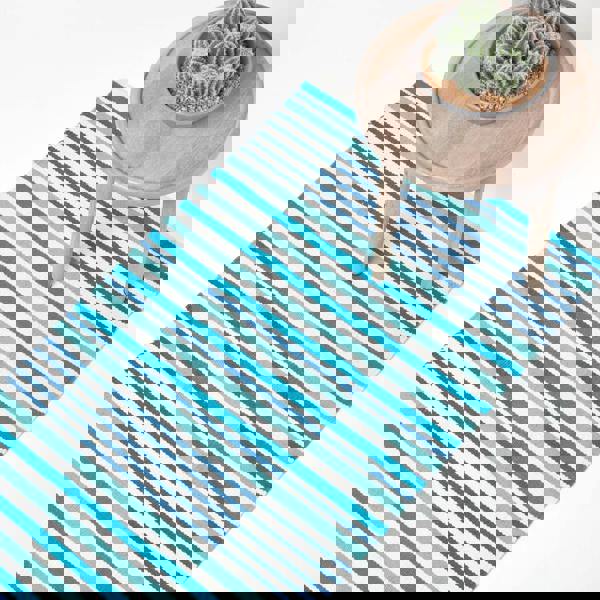 HOMESCAPES Striped Cotton Modern Rug Scandinavian Style