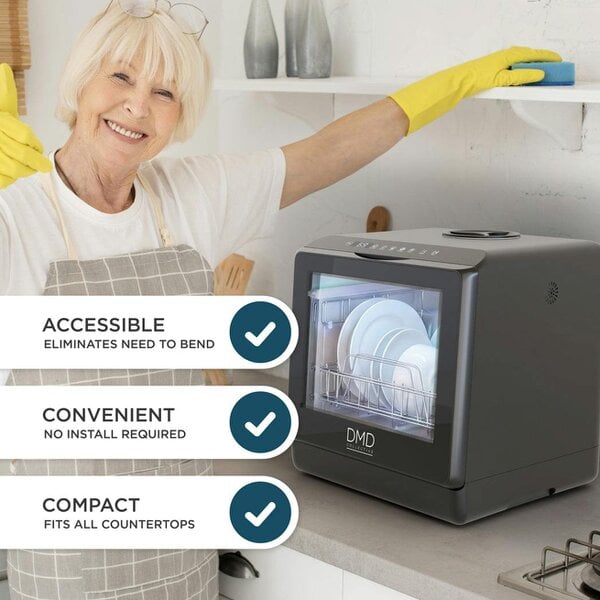 DMD Collective Countertop Dishwasher with Water Tank – Compact Mini Washer