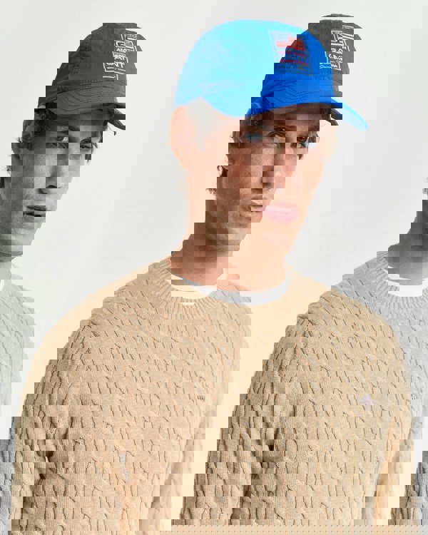 GANT Mens Cotton Cable Knit Crew Neck Jumper - 296 Khaki Mel