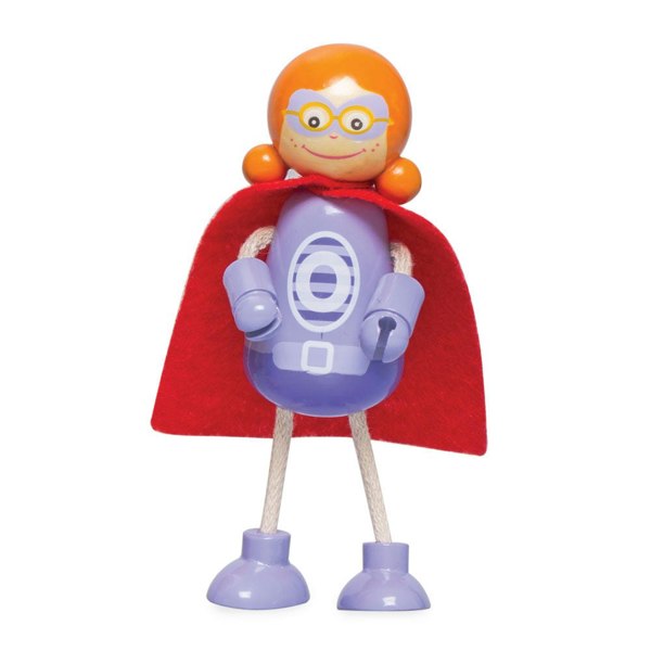 Tidlo 5 Wooden Superhero Mini Figures - With Flexible Arms & Legs