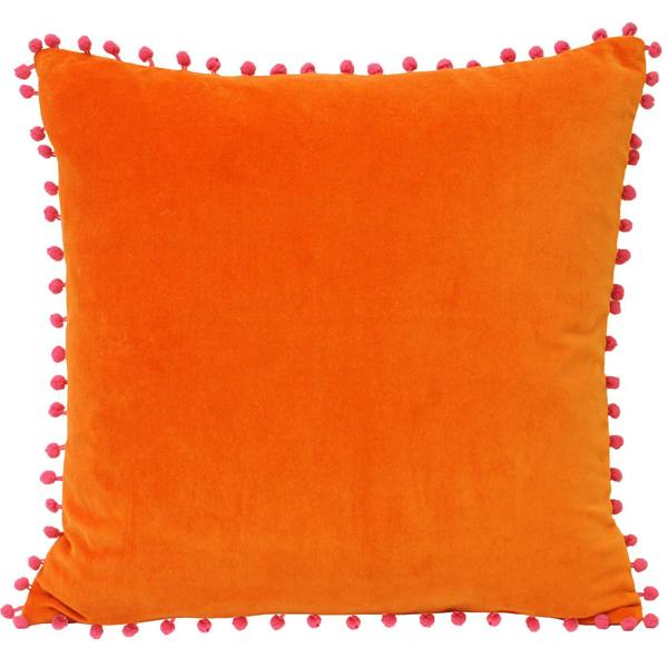 Riva Home Velvet Pompom Cushion Cover - Orange/Fuchsia - 