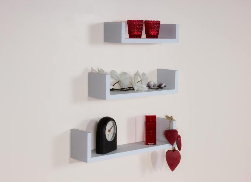 Core Products Set of '3' Floating 'U' Shape Wall Shelves, Kit