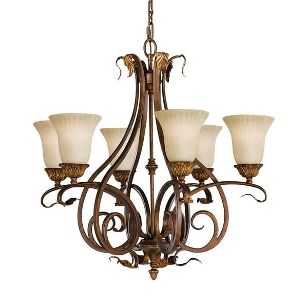 6 Bulb Chandelier Hanging Pendant LIght Aged Tortoise Shell LED E27 60W Bulb Loops