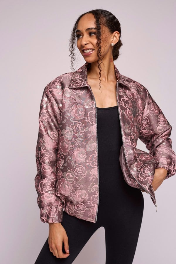 Isha's Timeless collection Dusky Silvery Flora Bomber Jacket