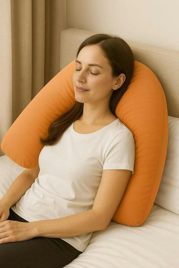 Night Zone Easy Care Polycotton V Shaped Pillow – Orthopaedic Support Pillow with Case or Cover Only - Peach - Cover Only