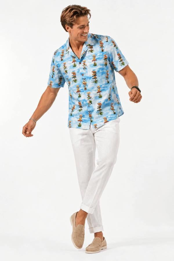 TIE DYE BEACH SIGNS HAWAIIAN SHIRT - Claudio Lugli Shirts