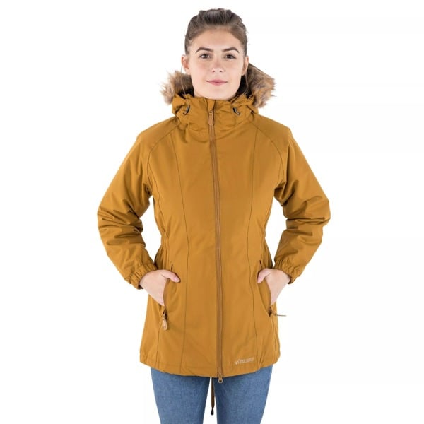 Trespass Women's Celebrity Insulated Longer Length Fleece Lined Parka Jacket - Golden Brown