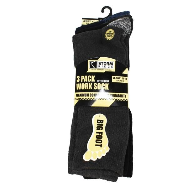 Storm Ridge Mens Storm Ridge Cotton Blend Work Socks Pack of 3 SK631