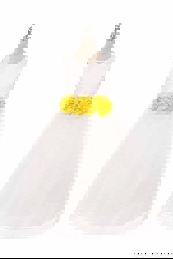 UK Flower Girl Boutique Leilani - White - Coloured Flower Option