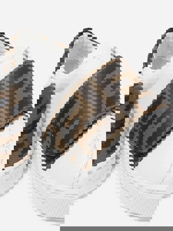 Fendi Kids Leather FF Logo Trainers in White