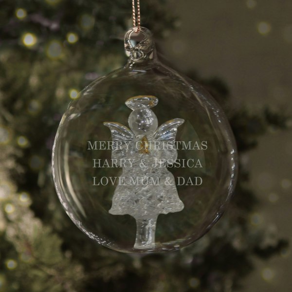 Personalised Memento Company Personalised Glass Christmas Angel Bauble