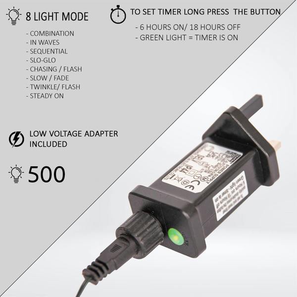 50m 500 LED String Lights Range with 8 Modes, Auto Timer and Flexible Indoor-Outdoor Use image 9