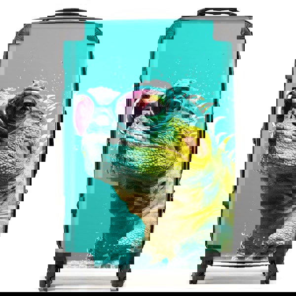 Warren Reed Splashart Iguana Wearing Glasses Suitcase