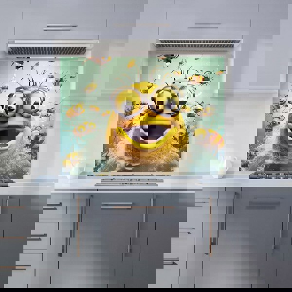 Warren Reed - Designer Happy Worm And Bees Splashart Kitchen Splashback