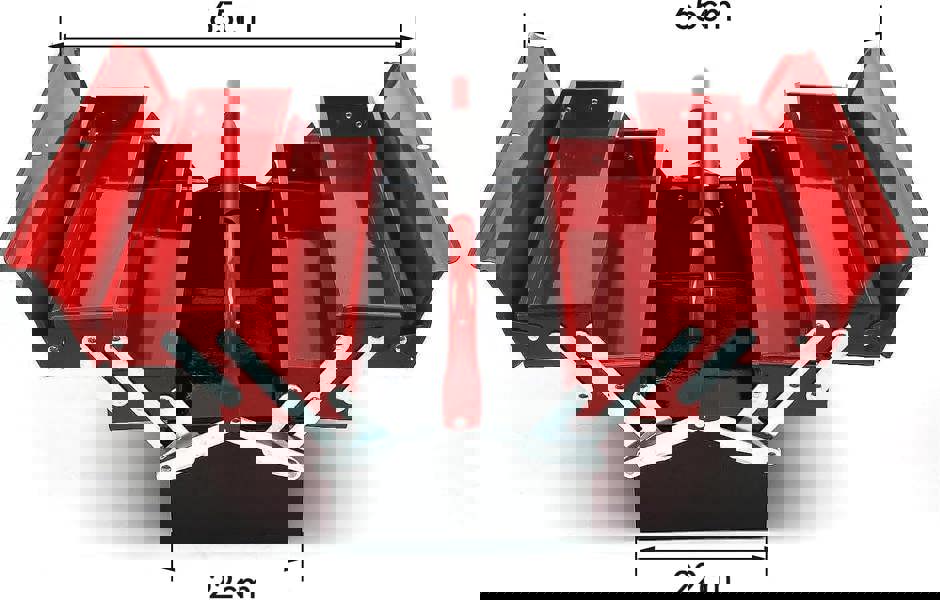 Dyzi Metal Cantilever Tool Box 3-Tier 5-Tray Steel Storage Organizer 43cm Red