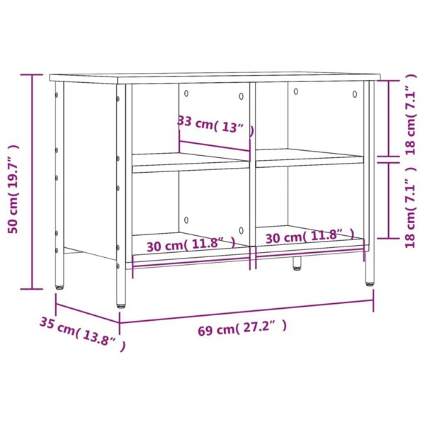Berkfield Shoe Cabinet Grey Sonoma 69x35x50 cm Engineered Wood