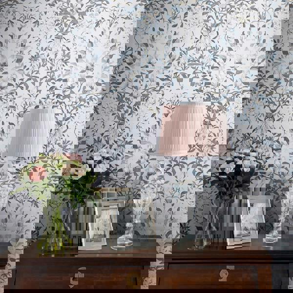 Laura Ashley Parterre Wallpaper - Off White & Seaspray - 10m