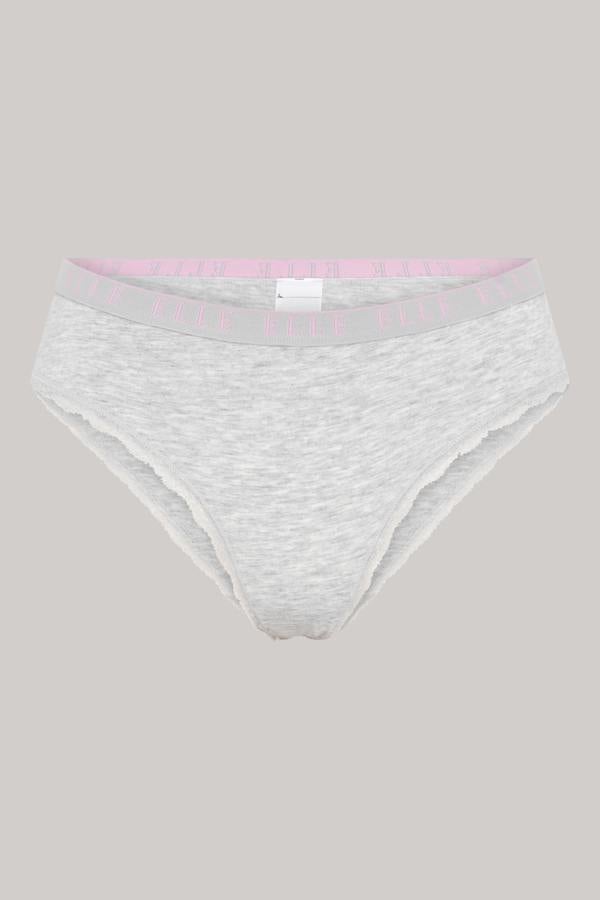 ELLE Multi Pack (3) Cotton Lace Trim Tipped Brazilians