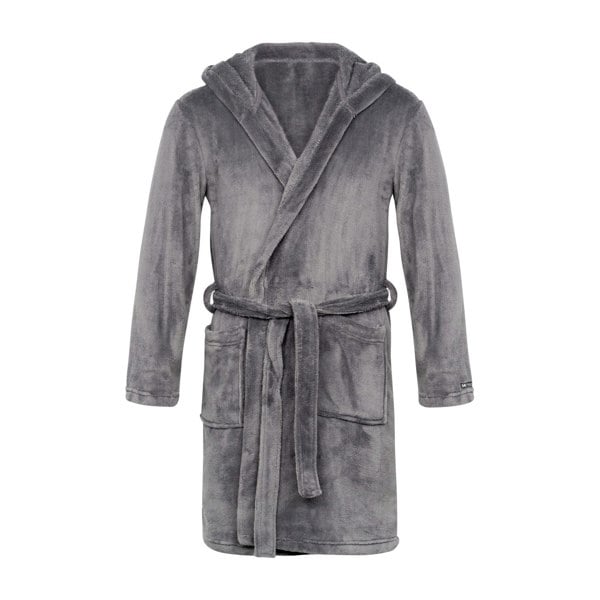 Crosshatch Mens Backdraw Hooded Robe - Grey Marl