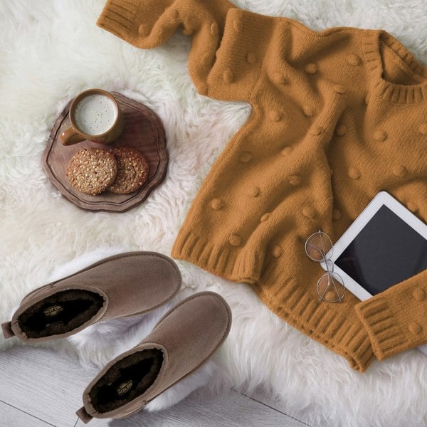 VIVA Women's Faux Fur Lined Boot Slippers - Memory Foam Anti-Slip Sole