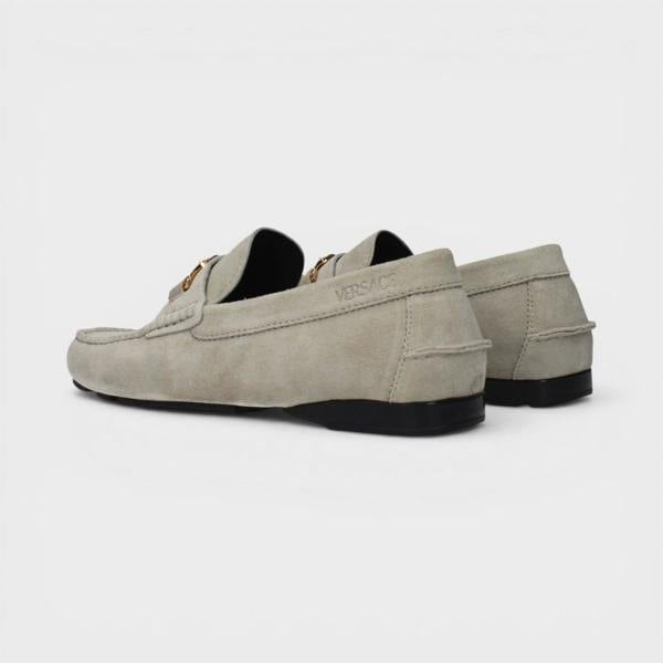 Versace Driver Suede Leather Loafers Grey