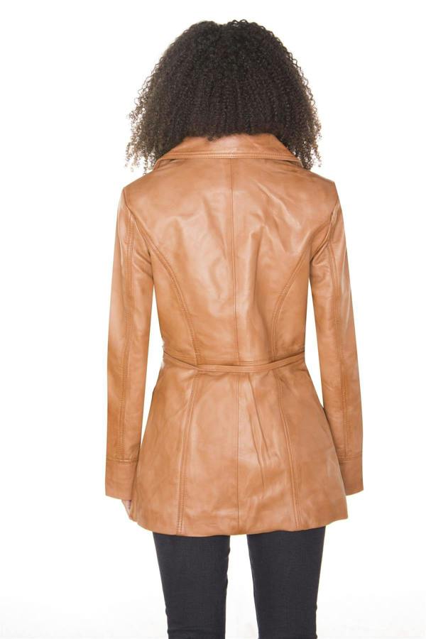 Infinity Leather Womens Leather Long Biker Jacket-Muscat