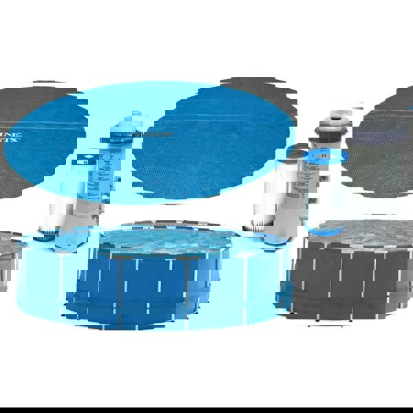 Intex 10FT Metal Frame Swimming Pool With Filter Pump and Solar Cover