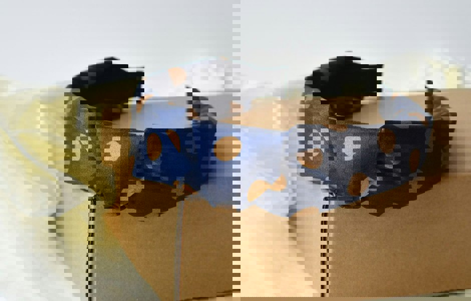 Antonia York Twisted Knot Headband Navy Blue with Gold Polka Dot Silky Fabric Rigid Hair band